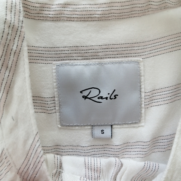 Rails Eloise Button Up in Carrera Metallic Stripe White Mandarin Collar Small - Picture 10 of 15
